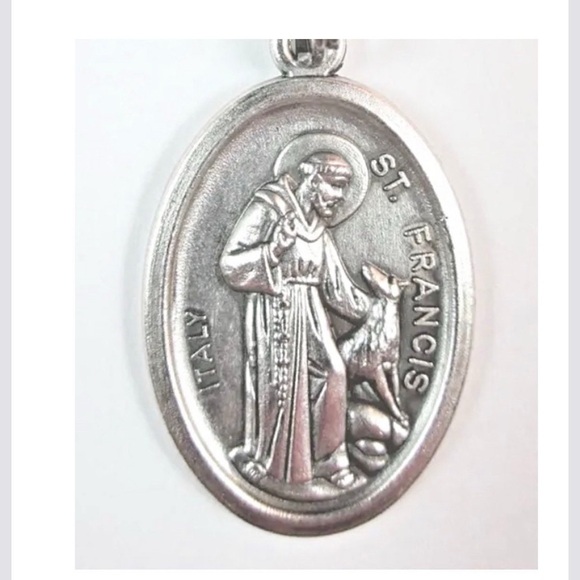 Sterling Silver 18” plated necklace with St Francis Medal FREE PRAYER CARD - Picture 3 of 7